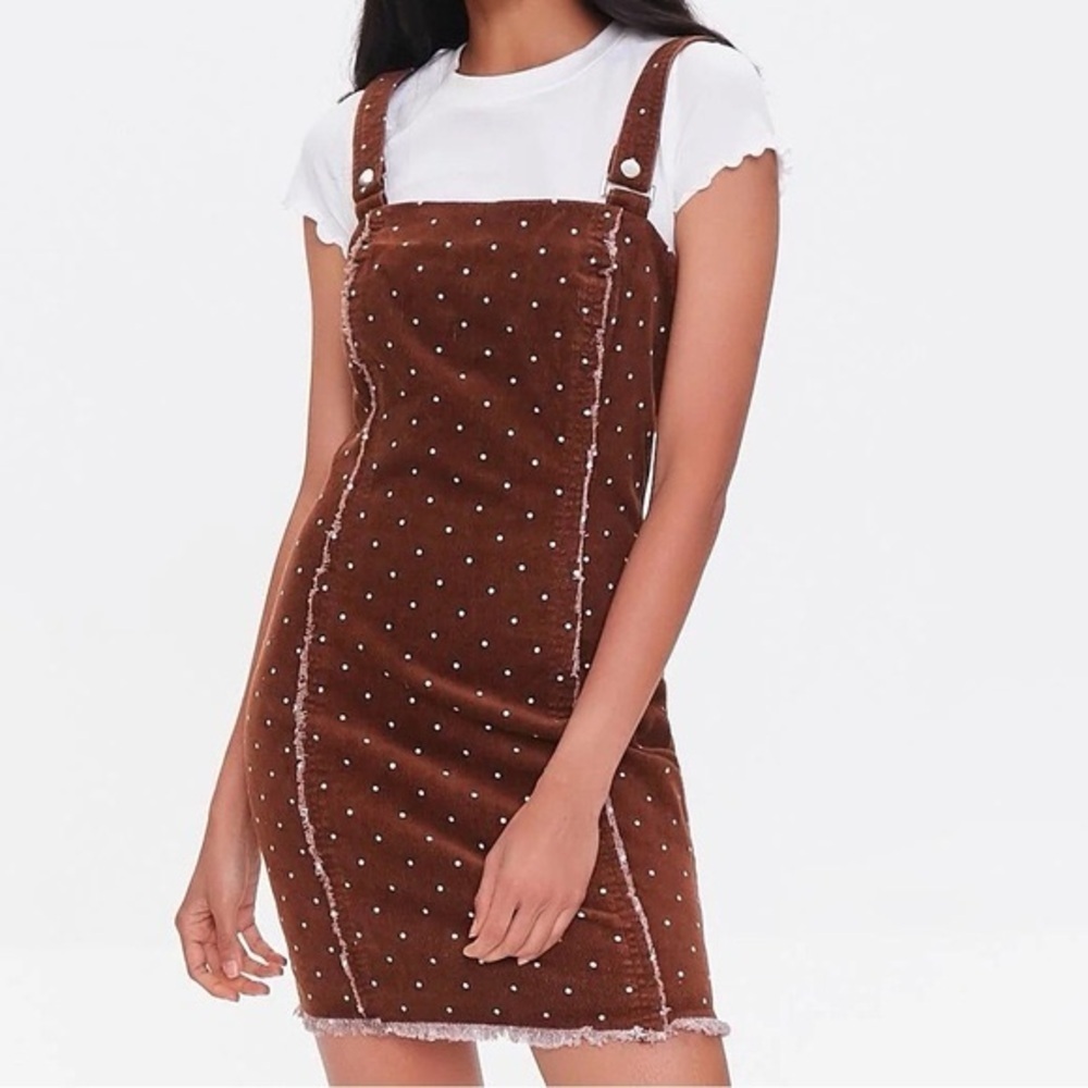 Forever 21 Polka Dot Print Corduroy Mini Dress Medium